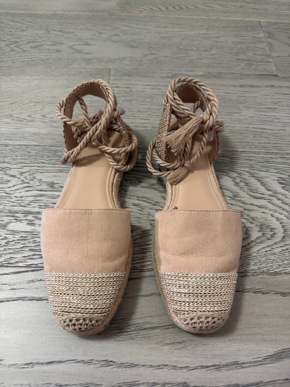 Zara Contrast Lace Up Espadrilles